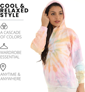 Sweat à capuche tie-dye pour femme, ultra confortable, élégant, à tons dégradés, coupe ample, vêtement de détente douillet, essentiel pour l'hiver - Product Image 2