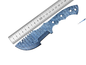 Lames vierges en acier Damas forgées pour couteau de traqueur, bord partiellement dentelé, pour usage professionnel, multifonctionnel, facile à utiliser - Product Image 1