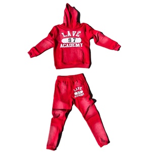 2025 unisexe Logo personnalisé lavage à l'acide pantalons de survêtement évasés sweat à capuche zippé de haute qualité deux pièces hiver imprimé polaire grande taille demi - Product Image 5