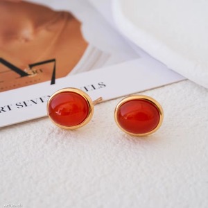 Natural Carnelian Smooth Oval Gemstone Earrings 925 <b>Sterling</b> <b>Silver</b> Gold Plated <b>Stud</b> Earrings Fine Jewelry For Women Fashion - Product Image 4