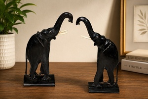 Handcrafted Wooden <b>Elephant</b> Figurines Set – Traditional Tribal Animal Home <b>Decor</b> - Product Image 3