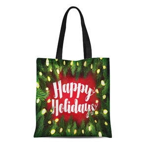 Bolsa de asas de Navidad personalizada de alta calidad Artículo de seda personalizado Estilo Patrón Carta Promoción China - Product Image 2