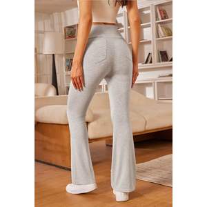 2025 femmes doux extensible taille haute Flare Yoga pantalon poches confortable entraînement athlétique pyjama bas pantalons de sport - Product Image 1