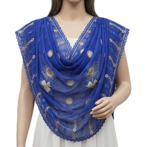 Wholesale <b>Chiffon</b> Floral Rhinestone Embroidered Women Shawl Ethnic Modest Head Wrap Lightweight Breathable Summer Fashion <b>Scarf</b> - Product Image 1