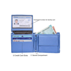 2026 New Design High Quality Genuine Leather Unisex Stylish Money Clip <b>Wallet</b> with <b>RFID</b> Protection Open Closure Short Length - Product Image 3