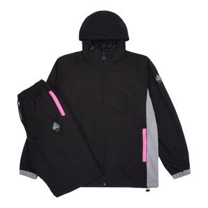 Pantalones Deportivos Unisex Negros con Capucha 2 en 1, Franjas Laterales Rosas, Cintura con Cordón, Shorts Deportivos Casuales, Transpirables, de Poliéster - Product Image 3