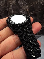 NYC DIAMOND EMPIRE Montre mécanique automatique de luxe vintage pour homme en acier inoxydable noir avec diamants Moissanite et boîtier rond
