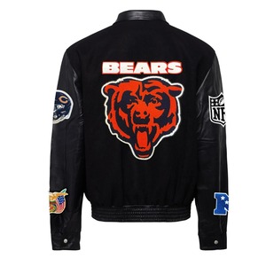 Chaqueta Varsity de Lana y Cuero de los Chicago Bears, Negra - Product Image 2