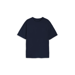 T-shirt en coton bleu marine pour homme, coupe classique, manches courtes, col rond, décontracté, couleur unie, jersey tricoté, design uni - Product Image 5