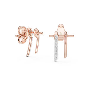 Pendientes de Oro Rosa de 14K con Diamantes Cultivados en Laboratorio para Mujer |   Ropa de Fiesta |   Diamante Cultivado Nuevo - Product Image 4