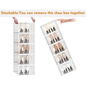 Confezione da 12 Scatole Trasparenti Impilabili per Scarpe con Coperchi per Armadio, Misura 10 - Product Image 5
