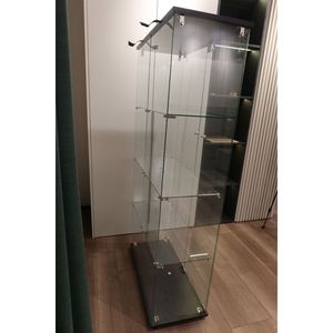 Noir 5mm verre trempé 4 étagères Double porte serrure Curio armoire 64X31.7X14.3 étagère au sol pour affichage vivant - Product Image 5