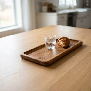Plateau de rangement rectangulaire en bois, design minimaliste, finition vernie, utilisation sur table, un seul niveau, facile à nettoyer, collection artisanale - Product Image 4