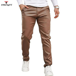 กางเกงหนังทรงขาบานสไตล์ลำลองสำหรับผู้ชายแฟชั่นสตรีทแวร์สีพื้นกันน้ำระบายอากาศได้ดีเป็นมิตรกับสิ่งแวดล้อม - Product Image 1