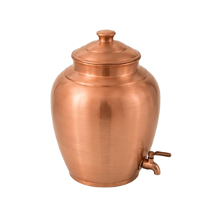 Matka de Agua de Cobre Puro Ayurvédico Tradicional con Tapa, Recipiente Natural Antimicrobiano para Almacenar Agua Potable, Martillado - Product Image 3