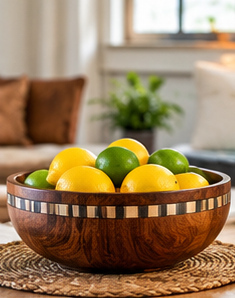 Handmade Wooden Serving Bowl Round Polished Wood Party <b>Dinnerware</b> for Home Hotel Restaurant Fruit and Food Service - Product Image 1