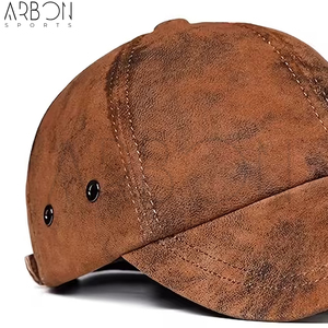 Nouvelles casquettes de sport en cuir marron tendance 2026, faites sur mesure, durables, finition vieillie, style streetwear décontracté, prix de gros - Product Image 6