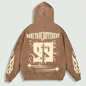 Sweat à capuche unisexe oversize en molleton imprimé numérique délavé à l'acide, qualité supérieure, très demandé, style streetwear élégant pour l'hiver - Product Image 2