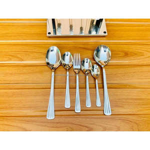 Juego de Cubiertos de Acero Inoxidable, Juego de Cubiertos de Plata con Pulido Espejo de 6 Piezas, Aptos para Contacto con Alimentos, Cubiertos Elegantes para Suministros de Restaurante - Product Image 6