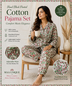 Conjunto de Pijama de Algodón Floral de Verano Ecológico para Mujer, Ropa de Dormir con Estampado Indio, Rosa y Verde, 3 Piezas, con Botones - Product Image 6