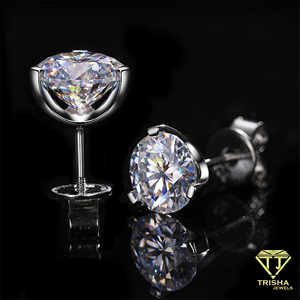 Pendientes redondos de diamante moissanita, plata 925, joyería fina elegante y brillante para mujer, venta al por mayor, regalo al por menor - Product Image 3