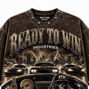T-shirt Homme Oversize Streetwear READY TO WIN INDUSTRIES à Manches Courtes, Motif Imprimé, Col Rond, en Polyester Tissé - Product Image 5