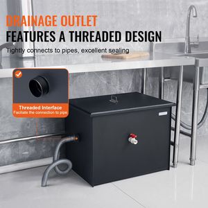 Trampa de Grasa Comercial de Acero para Cocina, Interceptor de 30 LBS con Entrada Lateral para Fregadero, 10.8 GPM, de Acero al Carbono para Residuos de Grasa - Product Image 4