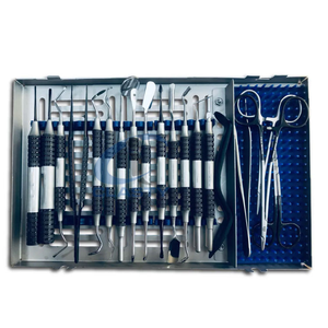 Juego de instrumentos quirúrgicos dentales profesionales con mango estriado, herramientas manuales plateadas para uso clínico, certificado CE Clase I - Product Image 1