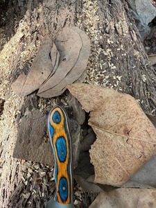 Couteau à lame fixe fait main avec manche bleu-orange, couteau de camping en acier inoxydable à pointe tombante, outil EDC pour l'extérieur - Product Image 2