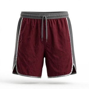 Shorts Bermuda Sport Décontracté pour Homme, Couleur Bordeaux Unie, Respirant, Séchage Rapide, 92% Polyester, Taille Mi-Haute avec Cordon de Serrage - Product Image 1