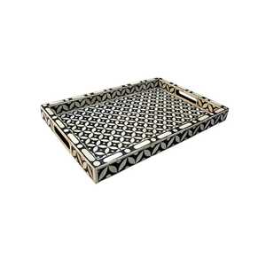 Elegant Vintage-Inspired Natural Bone Eco-Friendly Serving Tray Stylish Aesthetic Home Drinks <b>Display</b> for Ramadan Wedding Party - Product Image 1