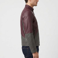 Veste en cuir véritable élégante pour homme, style motard, col montant, plusieurs poches zippées, finition lisse et confortable