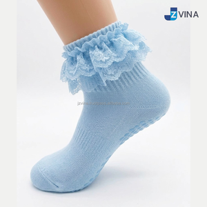 Custom Women Ankle <b>Socks</b> <b>Lace</b> Ruffle Anti-Slip Dot Sole Spandex/Nylon/Cotton Compression Breathable Elegant Style Summer Daily - Product Image 3