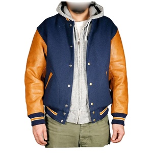 Veste universitaire unisexe à capuche avec motif géométrique personnalisé, manches en laine, design baseball noir, pour l'hiver - Product Image 4