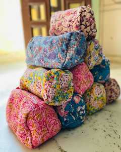 Quilted Cotton Travel Toiletry Bag Handmade Floral Design Utility Wash Bag Zipper Boho <b>Makeup</b> <b>Vanity</b> Case Cosmetic Bag Gift - Product Image 1