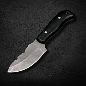Cuchillo de caza/utilidad/camping hecho a mano de acero de Damasco con punta recta, mango de micarta, funda de cuero de 3 mm, 8 pulgadas, OEM/ODM/OBM - Product Image 1