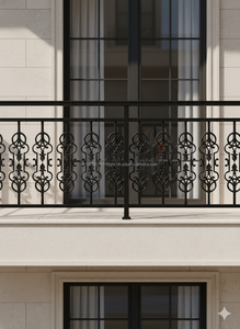 Rampe d'escalier de balcon en fonte gris métallique hautement polie, robuste et moderne, sans cadre, résistante à la rouille, garantie 5 ans - Product Image 2
