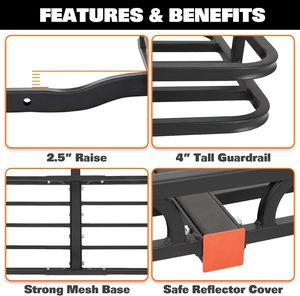 Soporte de Carga para Enganche de Remolque de 53x19 Pulgadas, Capacidad de Carga de 500 lb, Canasta de Carga Trasera de Acero para SUV, Camioneta, Coche, Remolque, GAPCGC004 - Product Image 5