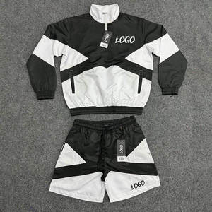 <b>Men's</b> 2 Piece Tracksuit Set Color Block Hooded <b>Zip</b> Jacket and <b>Shorts</b> Lightweight Sporty Outfit - Product Image 5