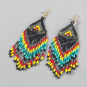 Handcrafted Custom Embroidered Bead <b>Earrings</b> Unique Floral Drop Design with Pear Main Stone Cute Style for Weddings - Product Image 5