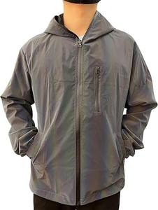 Veste coupe-vent réfléchissante légère unisexe à capuche pour la course avec poches zippées, faible MOQ - Product Image 4