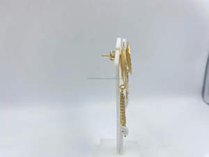 Pendientes de enhebrador chapados en oro de diseño elegante, accesorio de boda glamoroso minimalista, accesorio de fiesta para mujer, regalo de oro - Product Image 2