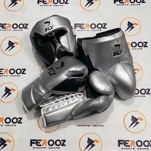 Ensemble d'entraînement et de sparring de boxe en cuir véritable, très demandé, couleur argent et vert, équipement d'entraînement de gym pour adultes, OEM - Product Image 4