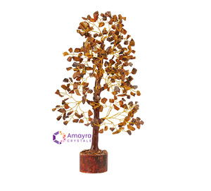 Pierre précieuse Œil de tigre, imperméable, 300 perles, base en bois, fait main, thème mascotte, décoration d'arbre, pot de fleurs, vente en gros AMAYRA CRYSTALS - Product Image 6
