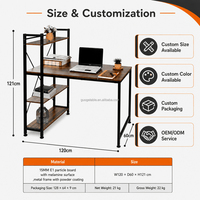 Bureau d'ordinateur avec étagère intégrée à quatre niveaux, structure à croisillons, OEM ODM, pour la maison, le bureau, l'étude, poste de travail