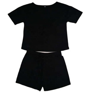 OEM Custom Wholesale Girls and Women Pajamas Bulk <b>Pyjamas</b> Set Sleeping Suit Round Neck Modal Homewear t Shirts and Shorts - Product Image 1