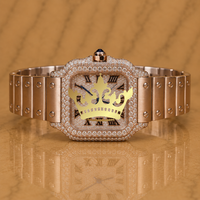 Reloj de Pulsera de Lujo Clásico, Elegante y Sencillo, con Cuarzo y Moissanita, para Hombre, con Incrustaciones de Piedras, Acero Inoxidable, Diamantes