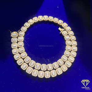 Collier chaîne tennis doré à maillons carrés avec sertissage de pierres glacées, bijoux de luxe hip-hop pour hommes et femmes - Product Image 2