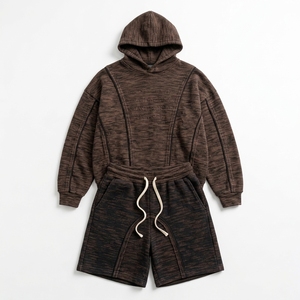 Ensemble sweat à capuche et short pour homme en molleton de coton, pull décontracté, style streetwear personnalisé, coupe régulière, haute qualité, collection printemps - Product Image 4