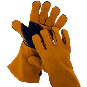 Gants de soudage en cuir de vachette véritable rouge renforcé de haute qualité, gants de travail de sécurité industrielle, gants de soudeur robustes - Product Image 3